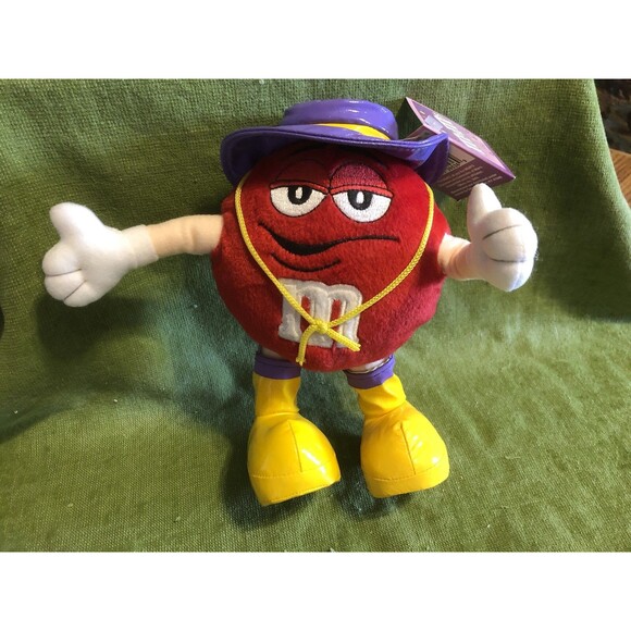 Red M&M's character with Purple hat with Tag - Picture 1 of 4